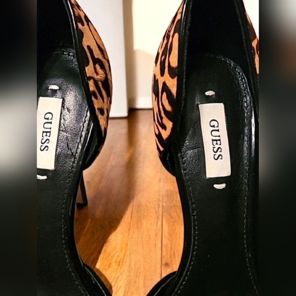 Guess Carrie Cheetah Print Suede Stilettos Custom Gold Toe Women's Size 6.5 - Picture 8 of 11